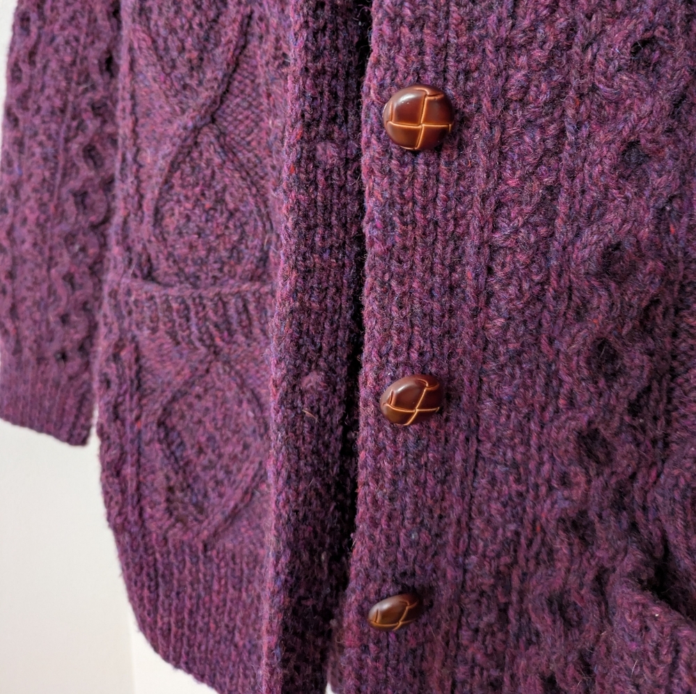 Purple Irish Wool Blarney Cardigan By Woolen Mills